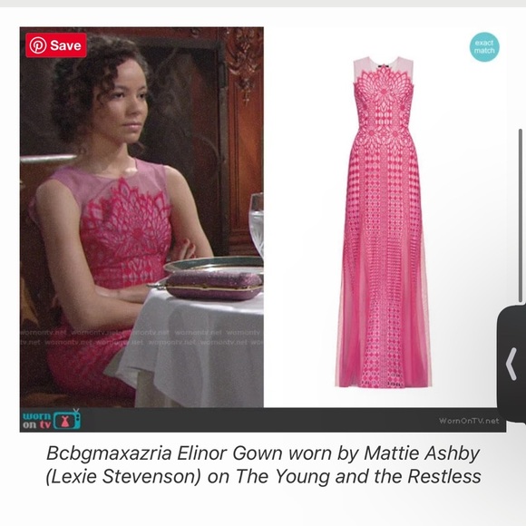 BCBG MAXAZRIA Elinor‎ Pink Scalloped Lace Sleeveless Gown Size 0 Worn On TV